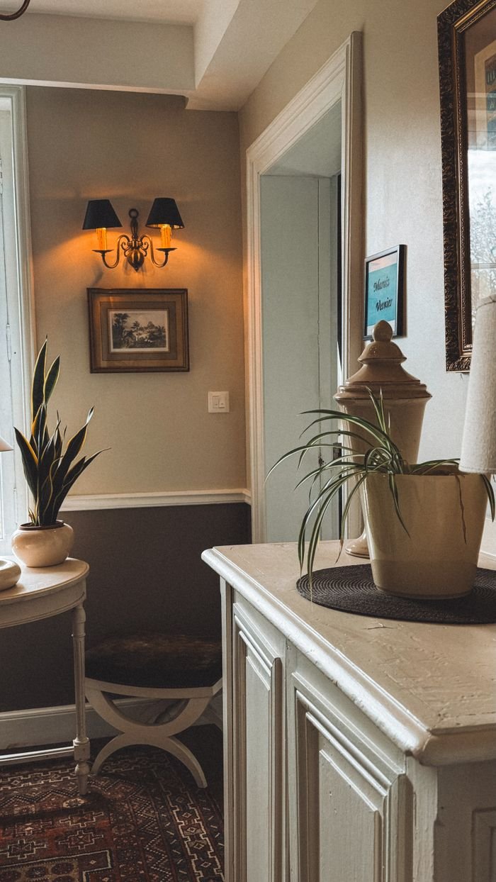 Crafting Captivating Headlines: Your awesome post title goes here Charming vintage-style interior with warm lighting and decorative plants.